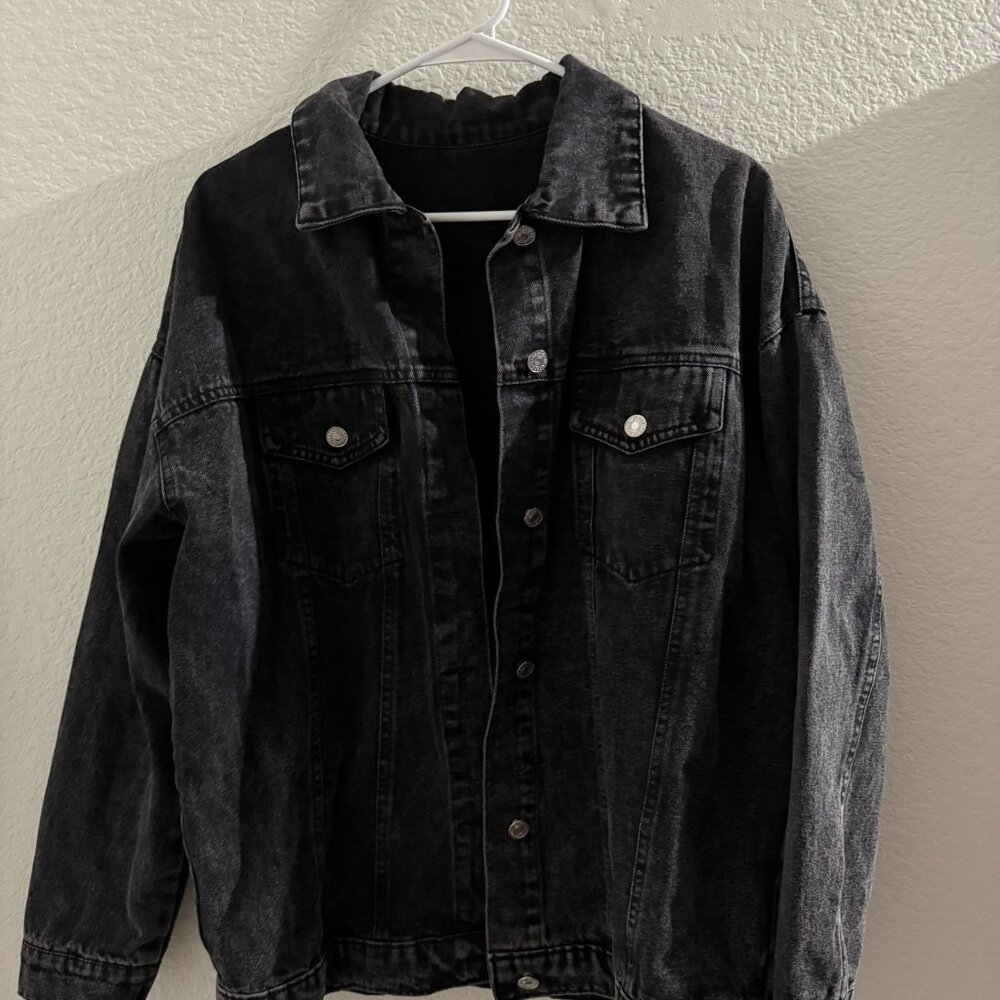 Shein Black Denim Jacket Women size M